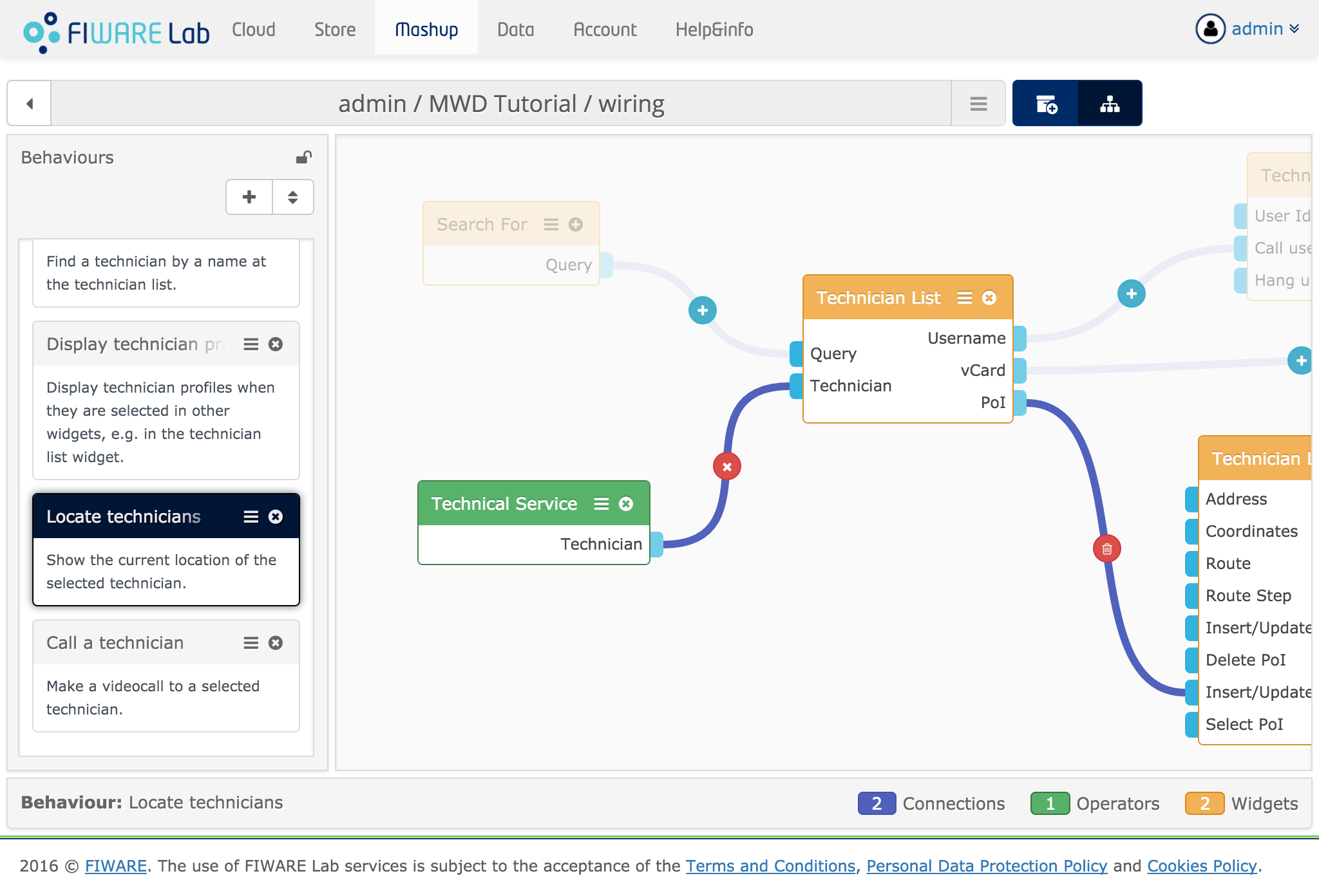 General aspect of the behaviour oriented wiring user interface