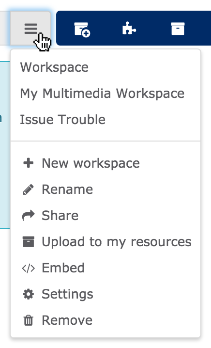 Workspace menu