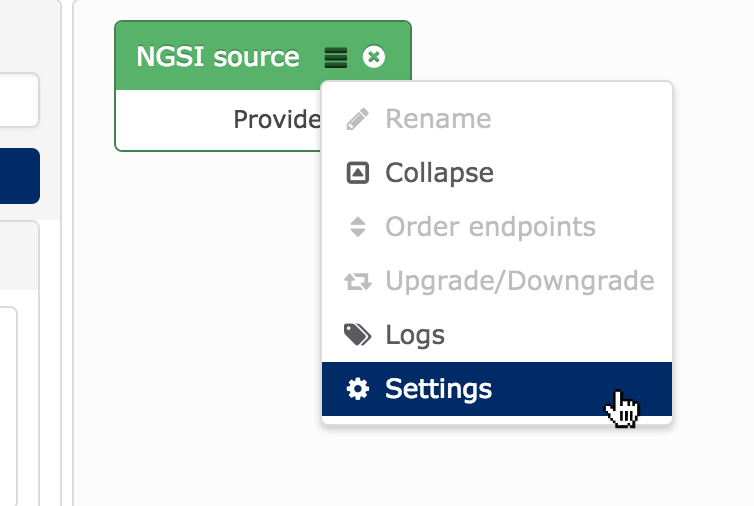 NGSI Source Settings option