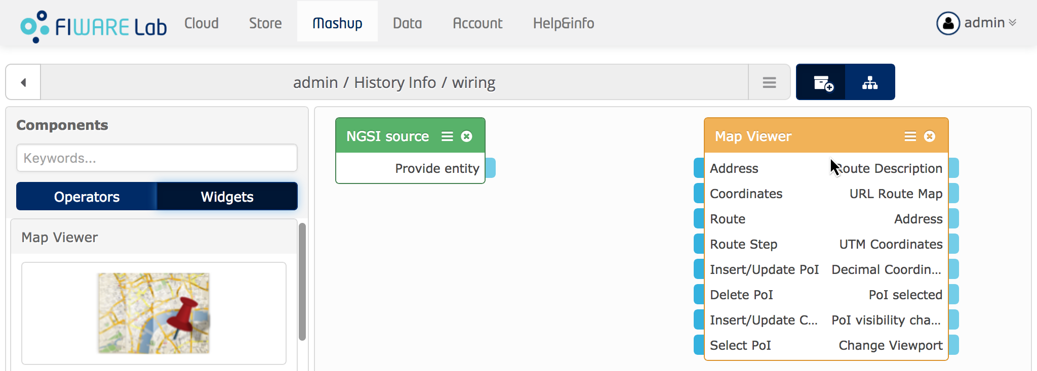 Wiring diagram after adding the *Map Viewer* widget